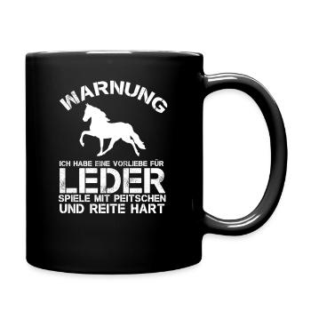Leder, Peitschen, Reite Hart - Tasse einfarbig - Schwarz - Rechts