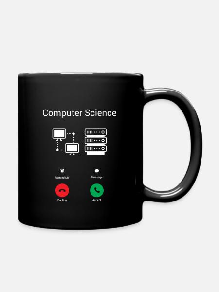 Der PC ruft - Tasse einfarbig - Schwarz