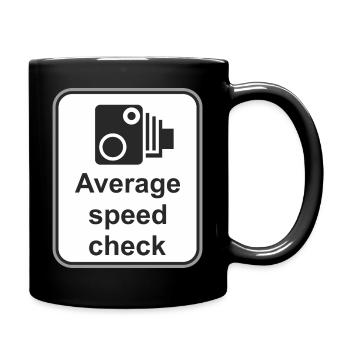 Road sign avarage speed check - Full Colour Mug - black - Right