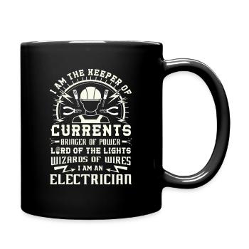 Keeper of Currents Bringer of Power Electrician - Tasse einfarbig - Schwarz - Rechts