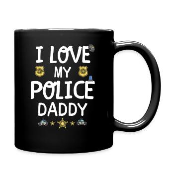 Polizei Papa daddy Officer Polizist Geschenk - Tasse einfarbig - Schwarz - Rechts