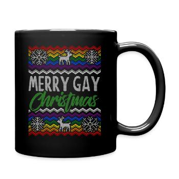 Gay Pride Ugly Xmas Sweater Geschenk Christmas - Tasse einfarbig - Schwarz - Rechts
