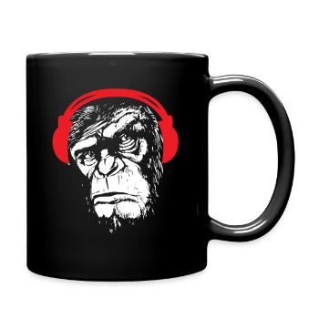 Affe Kopfhörer cool Tier Musik Bass Geschenk - Tasse einfarbig - Schwarz - Rechts