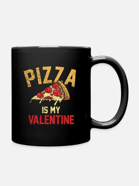Pizza délicieux nourriture cadeau valentine amour - Mug uni - noir