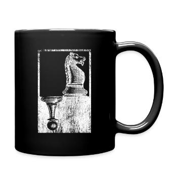 white horse and black pawn chess figures - Full Colour Mug - black - Right