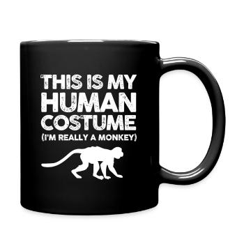 Affe Fasching Menschen Kostüm Karneval Köln - Tasse einfarbig - Schwarz - Rechts