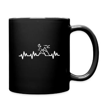 Herzschlag Bergsteigen klettern Wandern Geschenk - Tasse einfarbig - Schwarz - Rechts