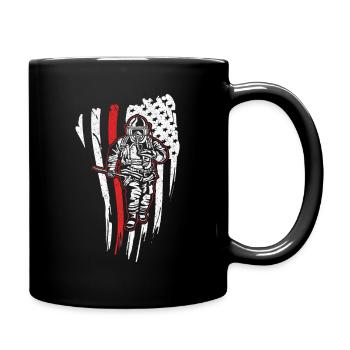 Firefighter USA - fireman hazardous flag design - Mug uni - noir - Droite