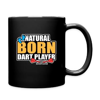 natürlich geborener Dart Spieler Pfeil Geschenk - Tasse einfarbig - Schwarz - Rechts