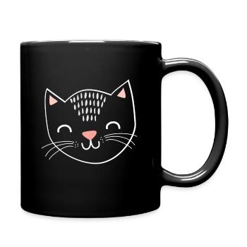 Katze Kater Geschenk Geschenkidee Tiere Pfoten - Tasse einfarbig - Schwarz - Rechts