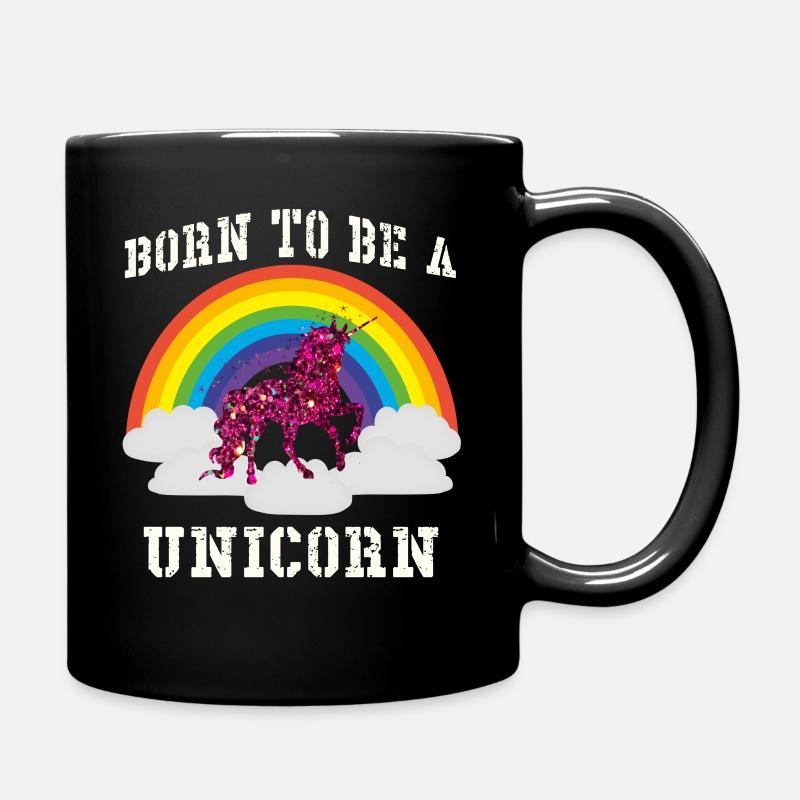 Rainbow Unicorn - Full Colour Mug - black
