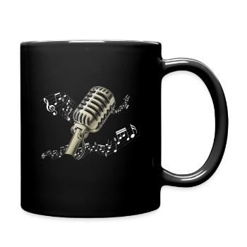 Mikrofon Noten Musik vintage Geschenk Harmonie - Tasse einfarbig - Schwarz - Rechts