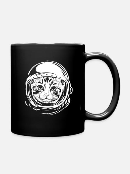 Katze Astronaut Liebhaber süß Geschenk Haustier - Tasse einfarbig - Schwarz