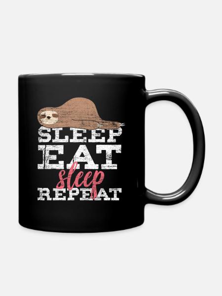 Schlafen Faultier Geschenk Idee faul Faulheit - Tasse einfarbig - Schwarz