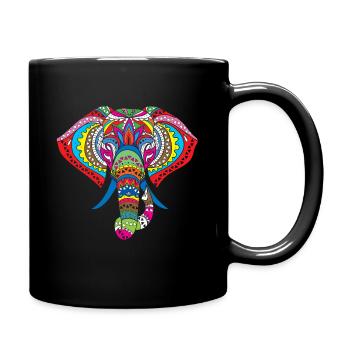 Elephant Hindu symbol colorful pattern animal gift - Full Colour Mug - black - Right