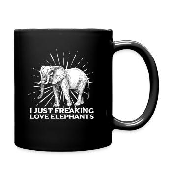 Elefant vintage Symbol bunt Muster Tier Geschenk - Tasse einfarbig - Schwarz - Rechts