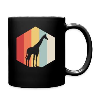 Giraffe long safari gift animal large neck - Full Colour Mug - black - Right