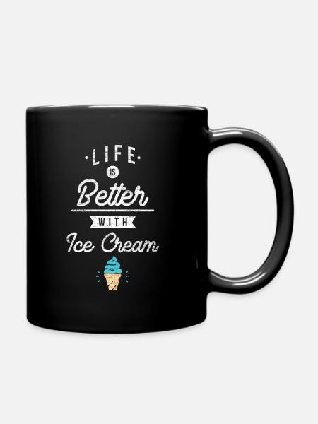 Life is better with ice cream summer vacation friend - Full Colour Mug - black