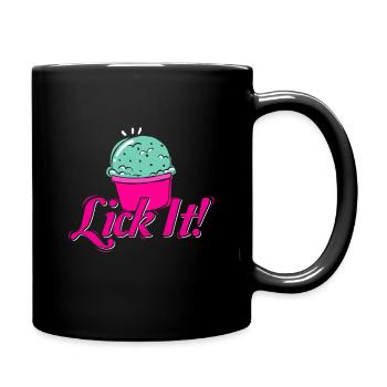 Crème glacée crème glacée délicieux lécher gaufre nourriture cadeau - Mug uni - noir - Droite