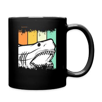 Hai Fisch vintage bunt Geschenk Meer Ozean Tier - Tasse einfarbig - Schwarz - Rechts