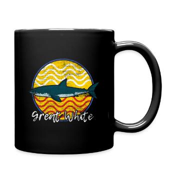 Great white shark fish seafood surfer gift - Full Colour Mug - black - Right