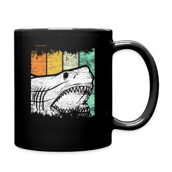 white shark fish gift surfer marine animal - Full Colour Mug - black - Right