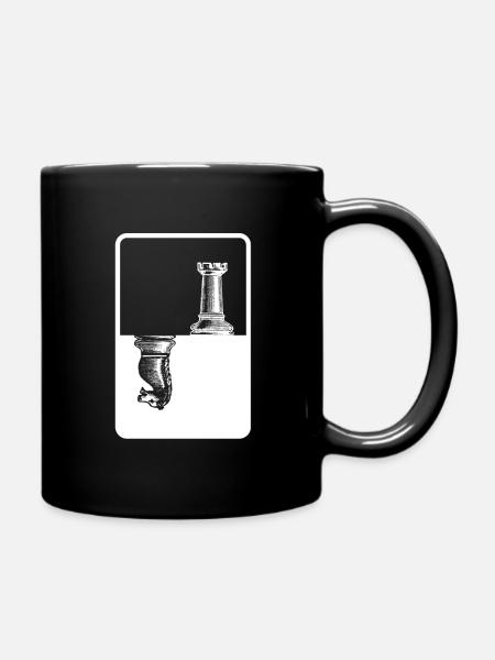 Springer Turm Schach Schachfiguren Geschenk - Tasse einfarbig - Schwarz