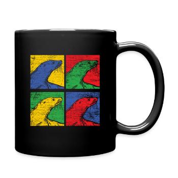 Seal animal gift vintage sea ocean fish zoo - Full Colour Mug - black - Right