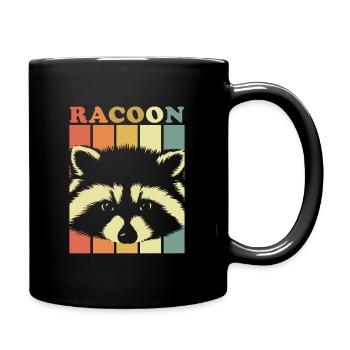 Waschbär Tiere Natur Geschenk Wald bunt Streifen - Tasse einfarbig - Schwarz - Rechts
