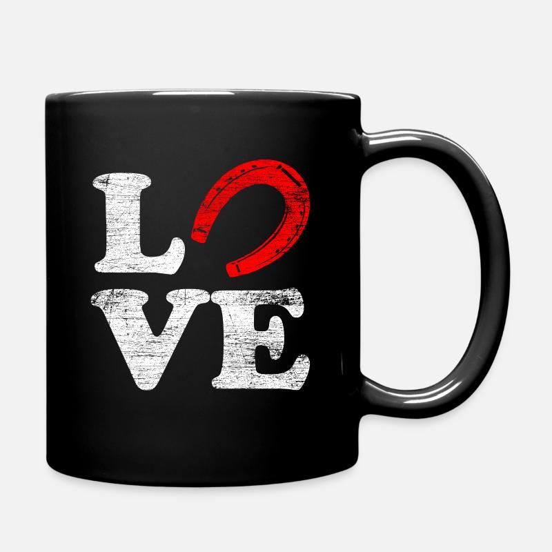 Pferd Liebe Hufeisen Reiten Geschenk Tier Pony - Tasse einfarbig - Schwarz