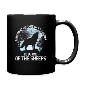 Wolf Silhouette Nebel Wald Geschenk heulen - Tasse einfarbig - Schwarz - Rechts