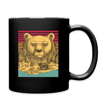Ours animal nature vintage prédateur idée cadeau coloré - Mug uni - noir - Droite