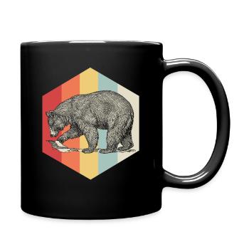 Ours brun poisson animal vintage cadeau ours coloré - Mug uni - noir - Droite