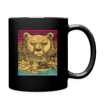 Ours animal nature câlin idée cadeau vintage - Mug uni - noir - Droite