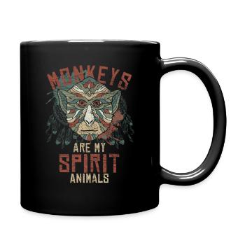Affe Banane Tier Geschenk Affen Natur Klettern - Tasse einfarbig - Schwarz - Rechts