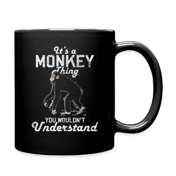 Affe Banane Tier Geschenk Affen Natur Klettern - Tasse einfarbig - Schwarz - Rechts