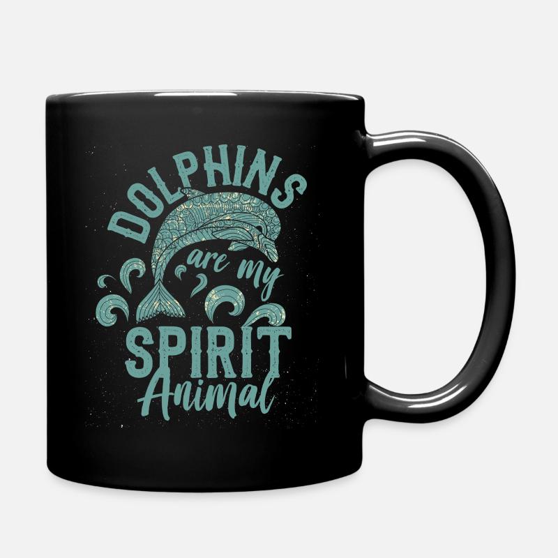 Dolphin whale sea creatures sea beach swimming - Full Colour Mug - black