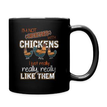 Huhn Bauer Bauernhof Dorf Tier Geschenk Hahn Henne - Tasse einfarbig - Schwarz - Rechts