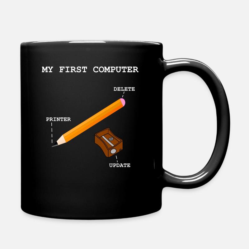 Computer PC Drucker Rechner Schreiben - Tasse einfarbig - Schwarz