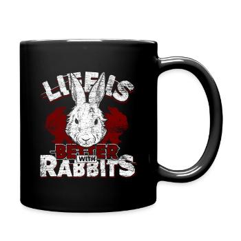 Hasen Leben besser mit Osterhase Bauernhof Tier - Tasse einfarbig - Schwarz - Rechts