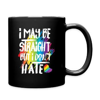 I may be straight but i don't hate - inspire - Ensfarvet krus - sort - Højre