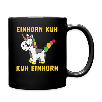 Einhorn Kuh - Tasse einfarbig - Schwarz - Rechts