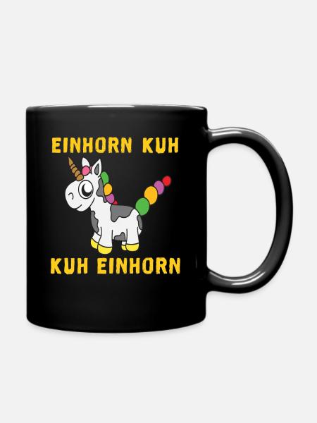 Einhorn Kuh - Tasse einfarbig - Schwarz
