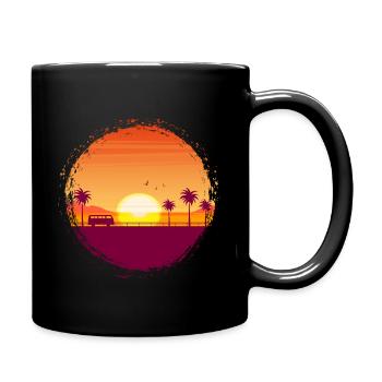 Summer sky sunset palm island - Full Colour Mug - black - Right