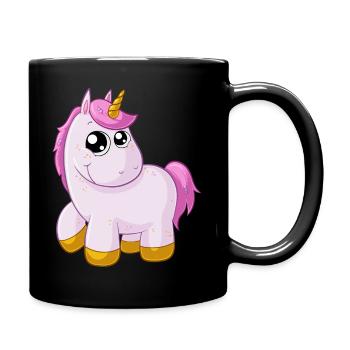 Licorne de dessin animé rose - Mug uni - noir - Droite
