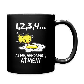 Ei und Küken - Tasse einfarbig - Schwarz - Rechts