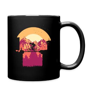 Biker auf Brücke - Tasse einfarbig - Schwarz - Rechts