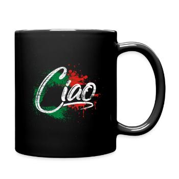 Italien Ciao Flagge Rom Geschenk Nation Pizza - Tasse einfarbig - Schwarz - Rechts