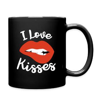 Lips kiss kiss gift love partner girlfriend - Full Colour Mug - black - Right