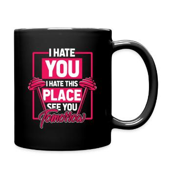Gym poids poids poids haltères femme entraînement - Mug uni - noir - Droite